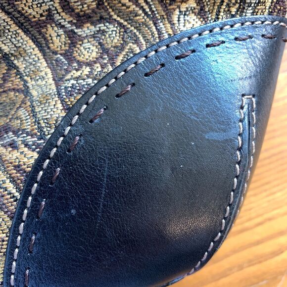 Vintage Fossil Forever Paisley Tapestry Purse Leather Accents Boho Y2K - Picture 10 of 16